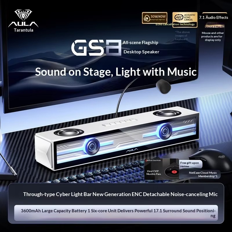 AULA GS8 Gaming Speaker Deskto - огляд і ціна Rgb Computer Soundbar For Pc