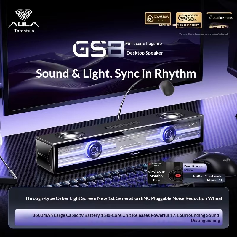 AULA GS8 Gaming Speaker Deskto - огляд і ціна Rgb Computer Soundbar For Pc